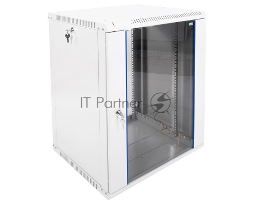 Шкаф телекомм. настенный разборный 15U (600х520) дверь стекло, чёрный