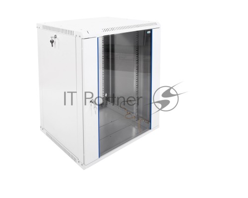 Шкаф телекомм. настенный разборный 15U (600х520) дверь стекло, чёрный