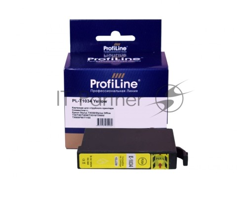 Струйный картридж PL-T1034 для принтеров Epson Stylus TX550/Stylus Office T30/T40/T40W/TX510/TX600/TX600FW/T1100 с чернилами Yellow 11,1 мл ProfiLine
