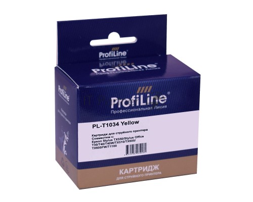 Струйный картридж PL-T1034 для принтеров Epson Stylus TX550/Stylus Office T30/T40/T40W/TX510/TX600/TX600FW/T1100 с чернилами Yellow 11,1 мл ProfiLine