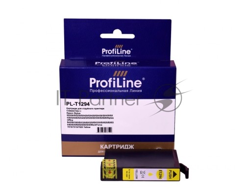 Струйный картридж PL-T1294 для принтеров Epson Stylus SX230/SX235/SX420/SX425/SX430/SX435/SX438/SX440/SX445/SX525/SX535/SX620/Stylus Office B42/BX305/BX320/BX525/BX535/BX625/BX630/BX635/BX925/BX935/WorkForce 7015/7515/7525 с чернилами Yellow ProfiLine