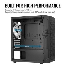 Компьютерный корпус MiniTower AeroCool Trinity Mini-G-BK-v1 (mATX, Glass Window, USB3.0 x2, USB2.0 x1, 120mm black x1) (4710562758610)