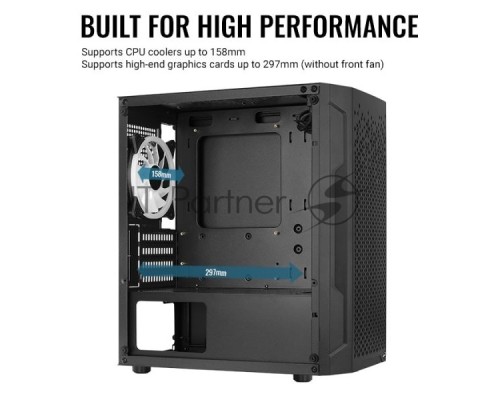 Компьютерный корпус MiniTower AeroCool Trinity Mini-G-BK-v1 (mATX, Glass Window, USB3.0 x2, USB2.0 x1, 120mm black x1) (4710562758610)