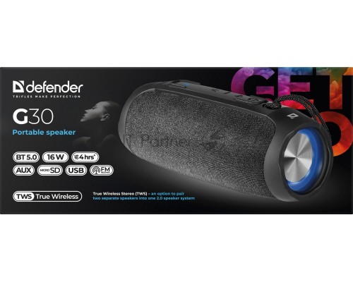 Портативная колонка Defender G30 16Вт, BT/FM/USB/TF/AUX/Light