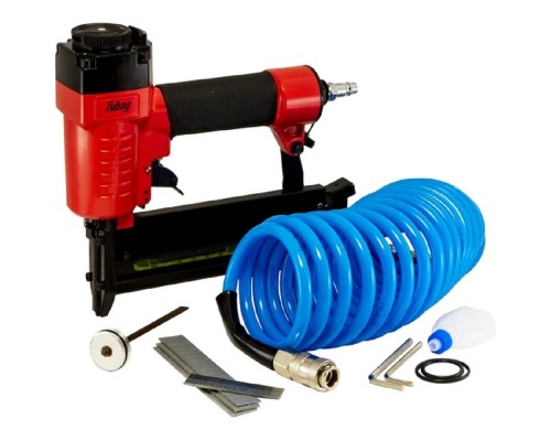 [Пневматическое оборудование] FUBAG Набор пневмоинструмента: пистолет SN4050, шланг 5 м, гвозди 15 мм, скобы 16 мм, боек [120106] {длина гвоздя 15-50мм_длина скобы_16-40мм_ширина скобы 5_7мм_1.05х1.25_100шт_23л/м} 