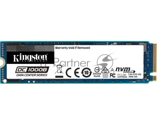 Твердотельный накопитель Kingston 960GB DC1000B M.2 2280 NVMe R/W 3400/925MB/s IOPs 199 000/25 000, 1095 TBW, DWPD 0.6 (5 лет)