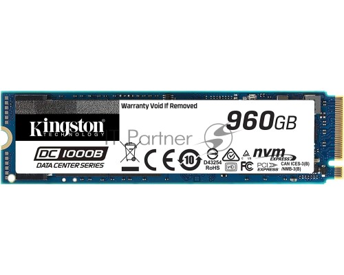 Твердотельный накопитель Kingston 960GB DC1000B M.2 2280 NVMe R/W 3400/925MB/s IOPs 199 000/25 000, 1095 TBW, DWPD 0.6 (5 лет)