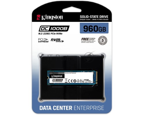 Твердотельный накопитель Kingston 960GB DC1000B M.2 2280 NVMe R/W 3400/925MB/s IOPs 199 000/25 000, 1095 TBW, DWPD 0.6 (5 лет)