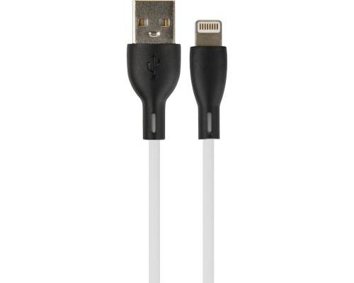 [кабели] PERFEO Кабель USB A вилка - Lightning вилка, 2.4A, белый, силикон, длина 1 м., SILICON (I4337)