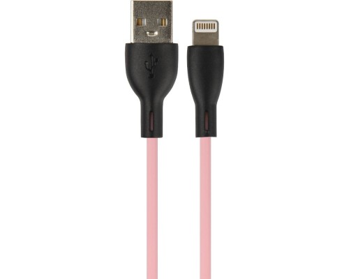 [кабели] PERFEO Кабель USB A вилка - Lightning вилка, 2.4A, розовый, силикон, длина 1 м., SILICON (I4336)