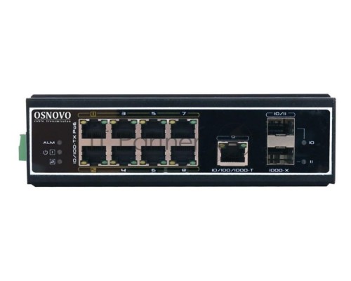 Коммутатор Osnovo SW-60812/I 8x100Mb 1G 2SFP 300W