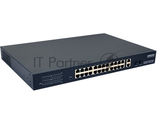 Коммутатор Osnovo SW-62422(400W) 26x100Mb 24PoE+ 400W неуправляемый