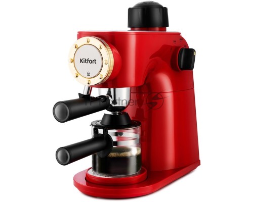 Кофеварка эспрессо Kitfort KT-756 красный/черный, исп. кофе - молотый, 0.24 л, 800 Вт, 3.5 Бар.