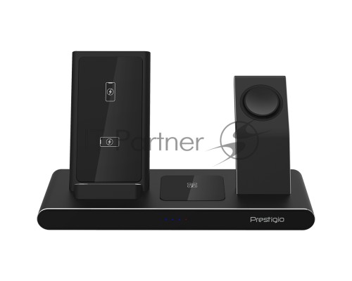 Беспроводная зарядная станция Prestigio ReVolt A7, 3-in-1 wireless charging station for iPhone, Apple Watch, AirPods, wilreless output for phone 7.5W/10W, wireless output for AirPods 5W, wireless output for Apple Watch 2.5W, material: aluminum+tempered g