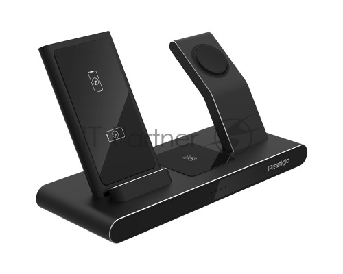 Беспроводная зарядная станция Prestigio ReVolt A7, 3-in-1 wireless charging station for iPhone, Apple Watch, AirPods, wilreless output for phone 7.5W/10W, wireless output for AirPods 5W, wireless output for Apple Watch 2.5W, material: aluminum+tempered g