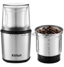 Кофемолка Kitfort КТ-757, 200Вт, система помола: ножи, вместимость: 75гр, нержавеющая сталь/черный