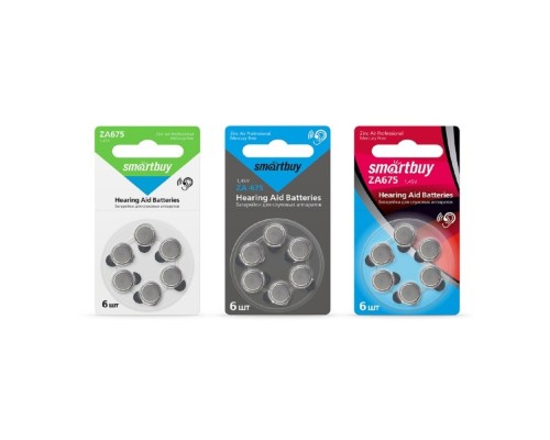 [Батарейка] Smartbuy (SBZA-A675-6B) Батарейка для слуховых аппаратов Smartbuy A675-6B (60/3000)(6шт. в уп-ке)