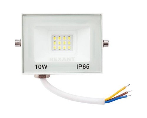 [Прожекторы светодиодные и Светильник уличный консо] Rexant 605-023 Прожектор светодиодный СДО 10Вт 800Лм 5000K нейтральный свет, белый корпус 