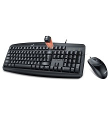 Комплект проводной Genius KM-200 / Оптическая мышь, 3 кнопки, 1000 DPI / Совместима с Windows 7, 8, 8.1, 10 / Mac. OS X 10.8 и позднее / Кабель 1.5м / Цвет : чёрный