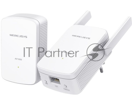 Комплект гигабитных Wi-Fi адаптеров Mercusys Powerline AV1000 Powerline kit with 300Mbps Wi-Fi, plug and play, up to 300 meters over an existing electrical circuit, the kit includes a MP510 and a MP500.