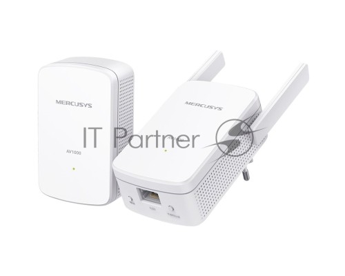 Комплект гигабитных Wi-Fi адаптеров Mercusys Powerline AV1000 Powerline kit with 300Mbps Wi-Fi, plug and play, up to 300 meters over an existing electrical circuit, the kit includes a MP510 and a MP500.