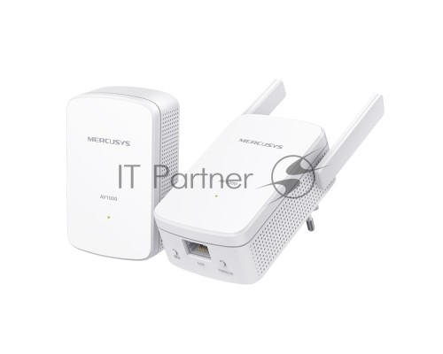 Комплект гигабитных Wi-Fi адаптеров Mercusys Powerline AV1000 Powerline kit with 300Mbps Wi-Fi, plug and play, up to 300 meters over an existing electrical circuit, the kit includes a MP510 and a MP500.