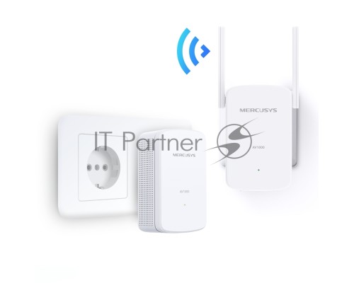 Комплект гигабитных Wi-Fi адаптеров Mercusys Powerline AV1000 Powerline kit with 300Mbps Wi-Fi, plug and play, up to 300 meters over an existing electrical circuit, the kit includes a MP510 and a MP500.