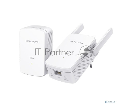 Комплект гигабитных Wi-Fi адаптеров Mercusys Powerline AV1000 Powerline kit with 300Mbps Wi-Fi, plug and play, up to 300 meters over an existing electrical circuit, the kit includes a MP510 and a MP500.