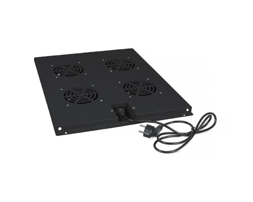 [Cabeus аксессуары к монтажным шкафам] Cabeus TRAY-80-BK Модуль вентиляторный с 4-я вентиляторами для установки в напольные шкафы серии SH-05C, ND-05C глубиной 800мм, цвет черный (RAL 9004)