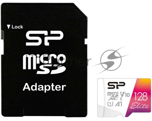 Флеш карта microSD 128GB Silicon Power Elite A1 microSDXC Class 10 UHS-I U3 100 Mb/s (SD адаптер)