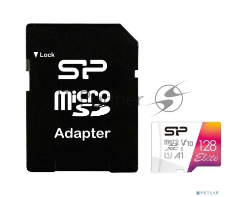 Флеш карта microSD 128GB Silicon Power Elite A1 microSDXC Class 10 UHS-I U3 100 Mb/s (SD адаптер)