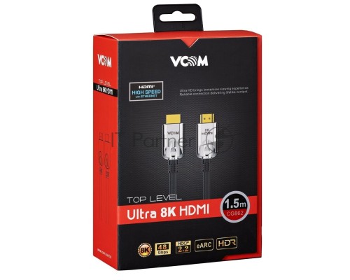 Кабель HDMI 19M/M,ver. 2.1, 8K@60 Hz 1.5m VCOM <CG862-1.5M>  VCOM/TELECOM