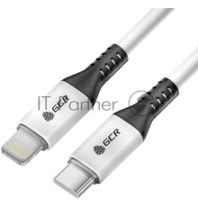 Кабель GCR 0.7m TypeC/Lightning MFI POWER DELIVERY 18 W, быстрая зарядка, белый, корпус белый, черный ПВХ, GCR-53185