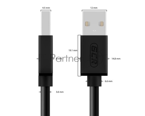 Кабель Greenconnect 3.0m USB 2.0, AM/AM, черный, 28/28 AWG, экран, армированный, морозостойкий, GCR-UM2M-BB2S-3.0m