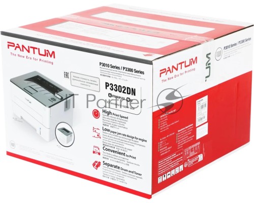 Принтер лазерный Pantum P3302DN, A4, ч/б, печ. до 33 стр/мин., 1200 x 1200 dpi, Ethernet (RJ-45), USB 2.0