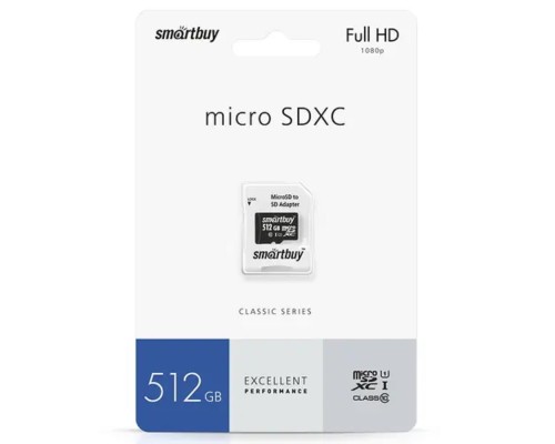 [Карта памяти ] Micro SecureDigital 512GB Smartbuy Class10 UHS (с адаптером SD) (SB512GBSDCL10-01)