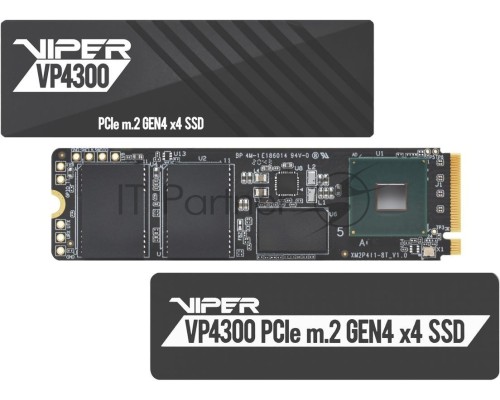 Накопитель SSD Patriot Viper VP4300 1TB, M.2 2280, VP4300-1TBM28H, PCIe 4x4, NVMe, TLC, 7400/5500, 2 heatshields, RET