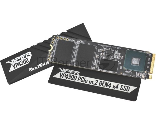 Накопитель SSD Patriot Viper VP4300 2TB, M.2 2280, VP4300-2TBM28H, PCIe 4x4, NVMe, TLC, 7400/6800, 2 heatshields, RET Накопитель SSD Patriot Viper VP4300 2TB, M.2 2280, VP4300-2TBM28H, PCIe 4x4, NVMe, TLC, 7400/6800, 2 heatshields, RET