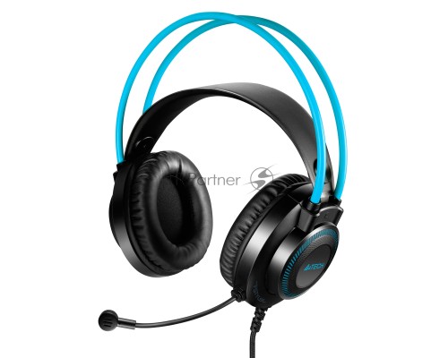 Наушники с микрофоном A4Tech Fstyler FH200U серый/синий 2м накладные USB оголовье (FH200U BLUE)