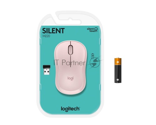 Мышь беспроводная Logitech M220 розовый, 1000 dpi, радиоканал, USB, кнопки - 3