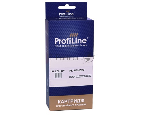 Струйный картридж PL-PFI-102Y для принтеров CANON IPF510/IPF605/IPF610/IPF650/IPF655/IPF710/IPF750/IPF755/IPF760/IPF765 с чернилами Yellow ProfiLine