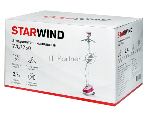 Отпариватель напольный Starwind SVG7750 1800Вт белый/малиновый