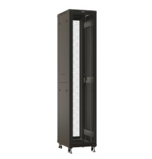 Шкаф серверный Hyperline (TTBR-4261-DD-RAL9004) напольный 42U 600x1000мм пер.дв.перфор. задн.дв.перфор. 2 бок.пан. направл.под закл.гайки 800кг черный 910мм 2055мм IP20 сталь