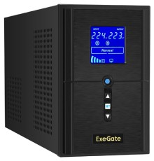 Exegate EX295981RUS ИБП (инвертор, синус, для котла) ExeGate SineTower SN-1000.LCD.AVR.2SH.1C13.USB <1000VA/800W, чистая синусоида, LCD дисплей, AVR, 2*Schuko+1*C13, USB, линейно-интерактивный, Black>