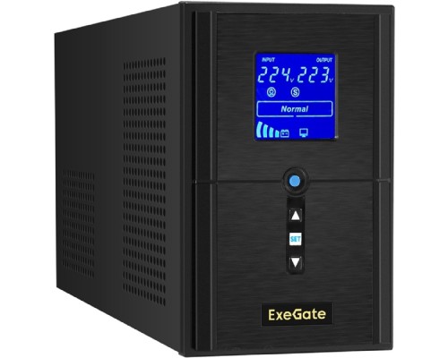 [ИБП] Exegate EX295981RUS ИБП (инвертор, синус, для котла) ExeGate SineTower SN-1000.LCD.AVR.2SH.1C13.USB <1000VA/800W, чистая синусоида, LCD дисплей, AVR, 2*Schuko+1*C13, USB, линейно-интерактивный, Black>