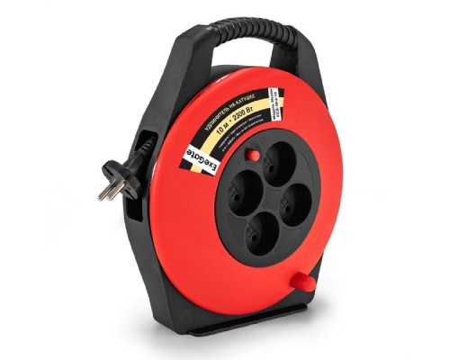 [Сетевой фильтр] Exegate EX295743RUS Удлинитель на катушке ExeGate Master ECS-10-2-10 (4 евророзетки, IP20, 10м, защита от детей, защита от перегрузки, 2х0,75мм2, 10А/2.3кВт)