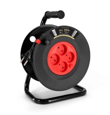 Exegate EX295744RUS Удлинитель на катушке ExeGate industrial ECS-10-2-25 (4 евророзетки, IP20, 25м, защита от детей, защита от перегрузки, 2х1,0мм2, 10А/2.3кВт)