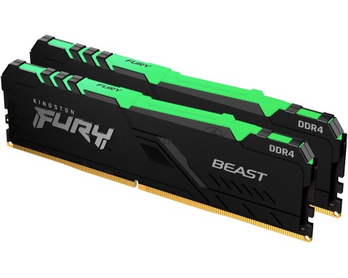 Оперативная память Kingston 16GB DDR4 3200MHz CL16 DIMM (Kit of 2) FURY Beast RGB