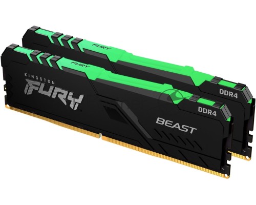 Оперативная память Kingston 16GB 3733MHz DDR4 CL19 DIMM (Kit of 2) FURY Beast RGB