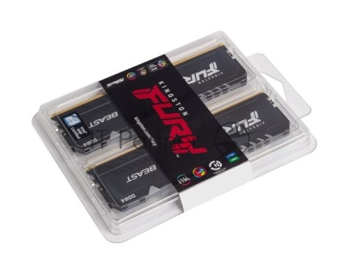 Оперативная память Kingston 16GB 3733MHz DDR4 CL19 DIMM (Kit of 2) FURY Beast RGB